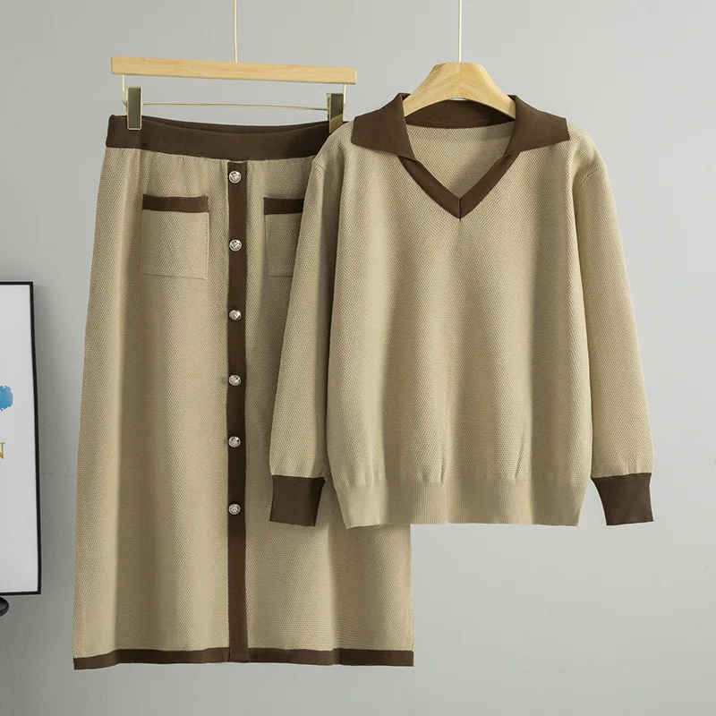 Greenora Women Soft Elastic Fabric Y2K Soft Girl Downtown Girl Sweater Cardigan French Vintage Retro Knit Two Piece Set Top Skir