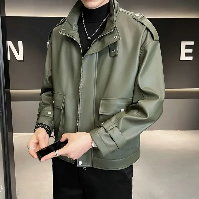 

Men's 2025 Autumn Winter PU Leather Jacket Korean Style Casual Slim Fit Versatile Outerwear​