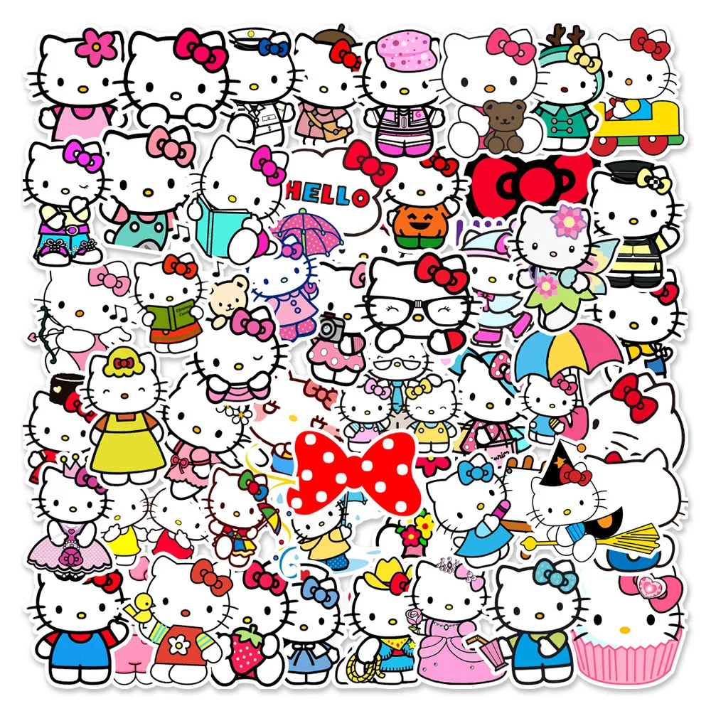 

10/30/50pcs Cute Sanrio Hello Kitty Stickers Kawaii Decals Laptop Scrapbook Phone Suitcase Stationery Sticker Kids Classics Toys