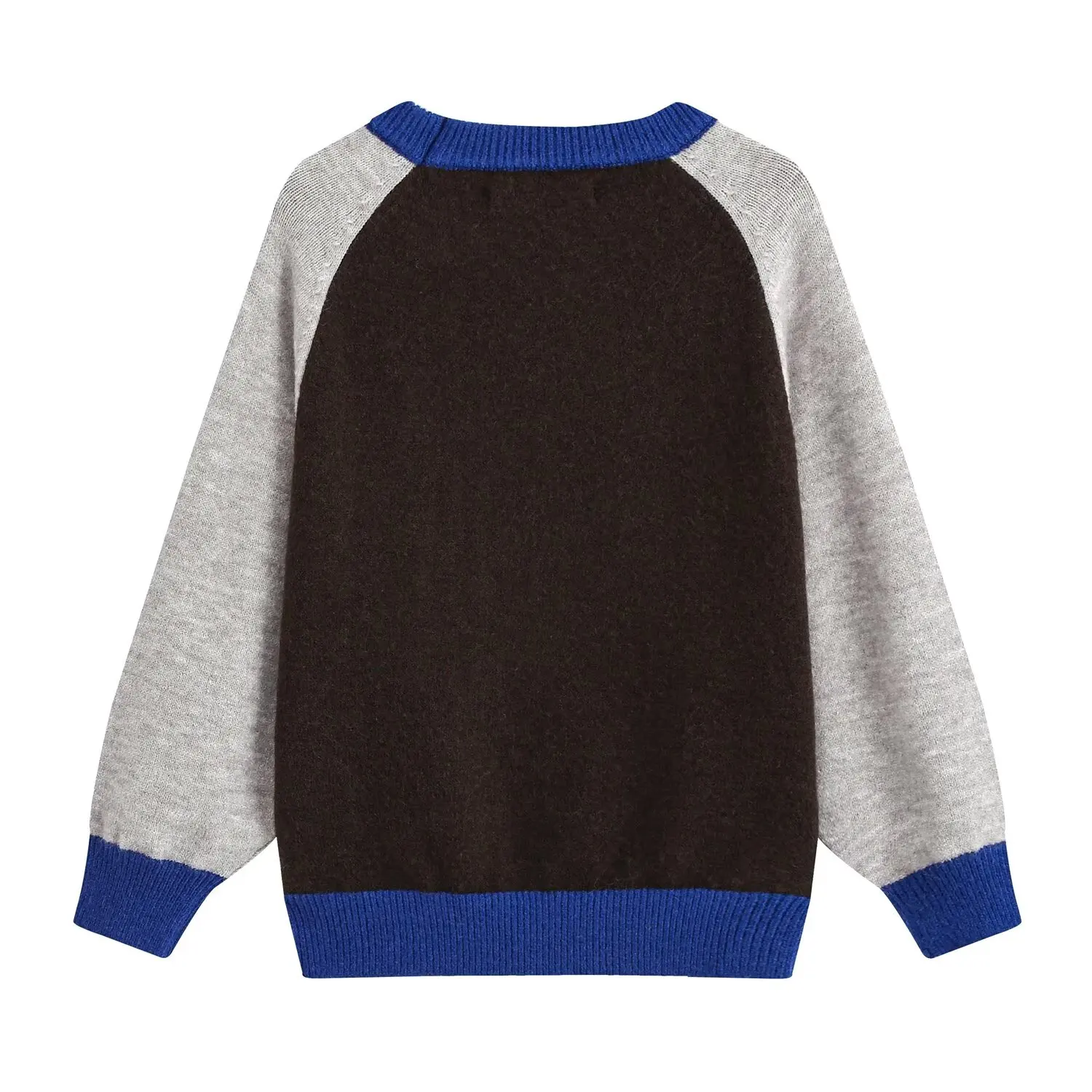 KONDALA Women Fall Casual Knitted Sweater Elegant Contrasting Colors O-Neck Tops 2026 Autumn Fashion Classic Versatile Sweater