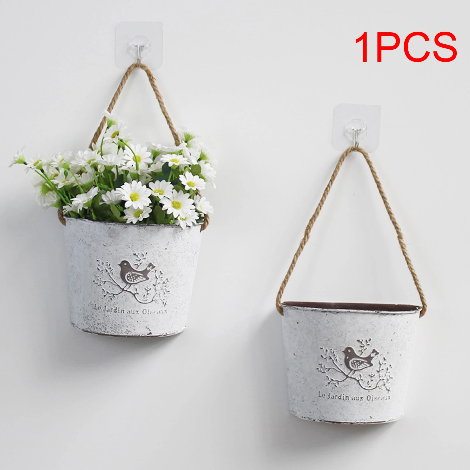 Wall Hanging Flower Pot Flower Container Vintage Iron Flower Garden Shabby Pot Home Garden Decoration