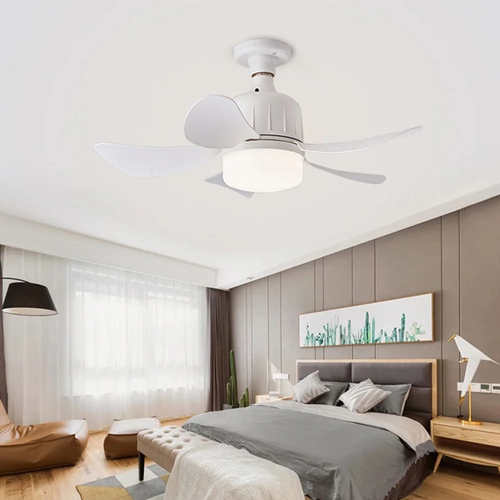 E27 Socket Ceiling Fan Lamp Detachable 5 Blades 3 Speed Adjustable Timing Remote Led Bulb Fan For Living Room Kitchen Study