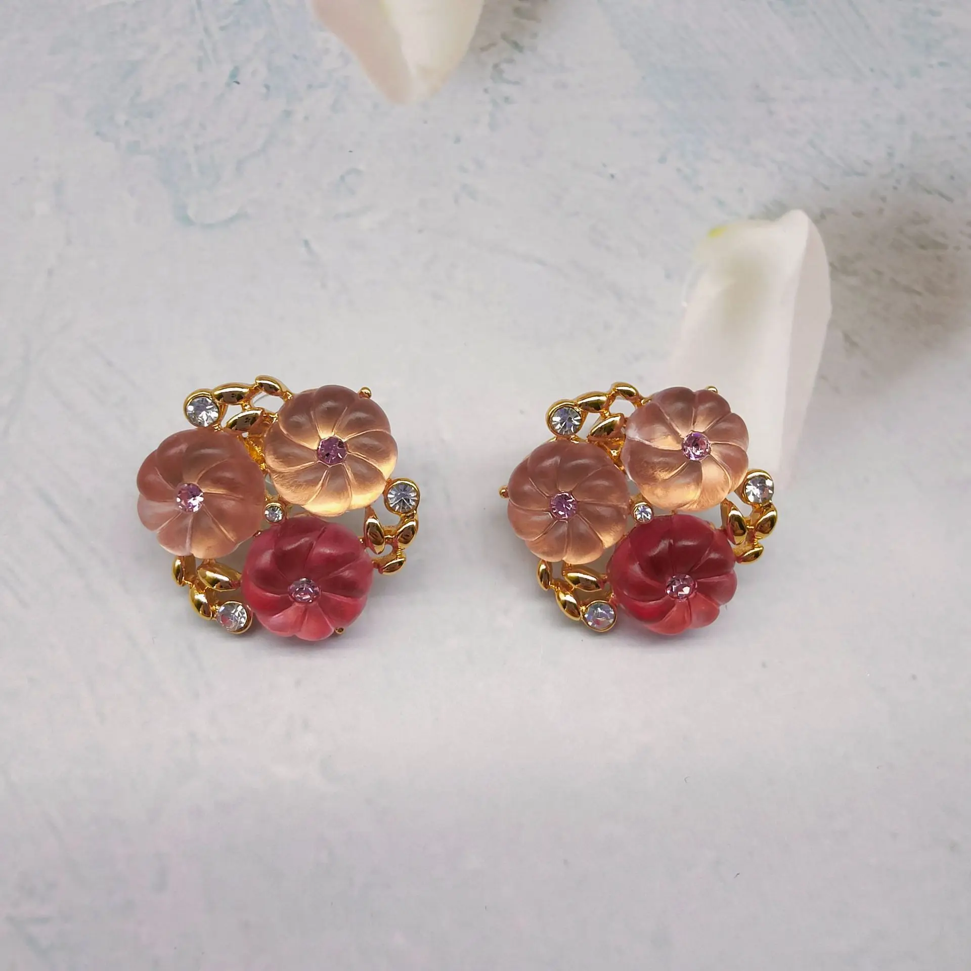 

European and American retro medieval jelly colored pumpkin earrings