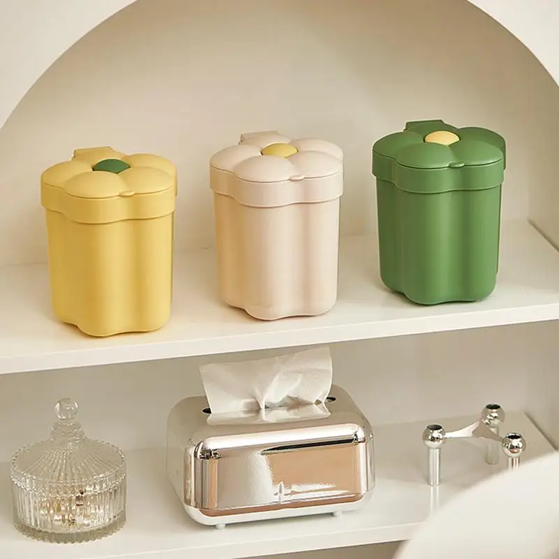 Countertop Trash Can Flower Countertop Bathroom Waste Bin Tiny Desk Garbage Can Countertop Bathroom Waste Bin With Lid For Home