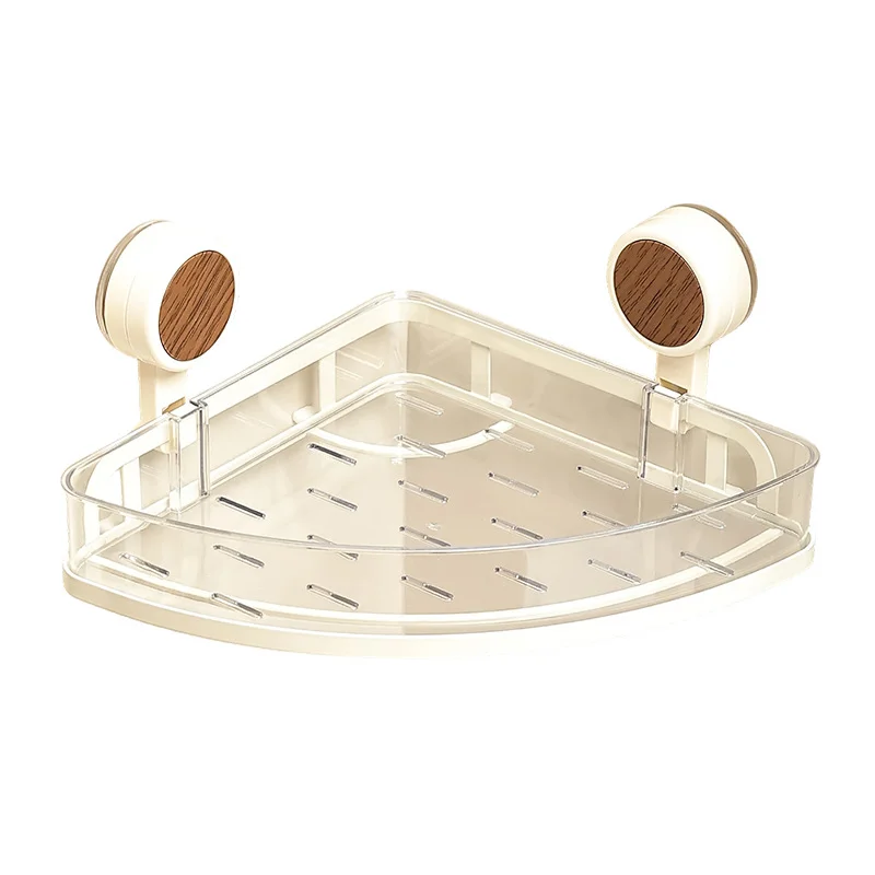 Retro Wooden Environmental Protection, Suction Cup Toilet Storage Rack, Bathroom Non Large Hole Storage Rack, Wall Mounted Corne