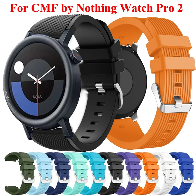 حزام سيليكون ناعم 22 ملم لـ CMF من Nothing Watch Pro 2 سوار معصم مريح يسمح بمرور الهواء لساعة CMF Pro إكسسوارات سوار