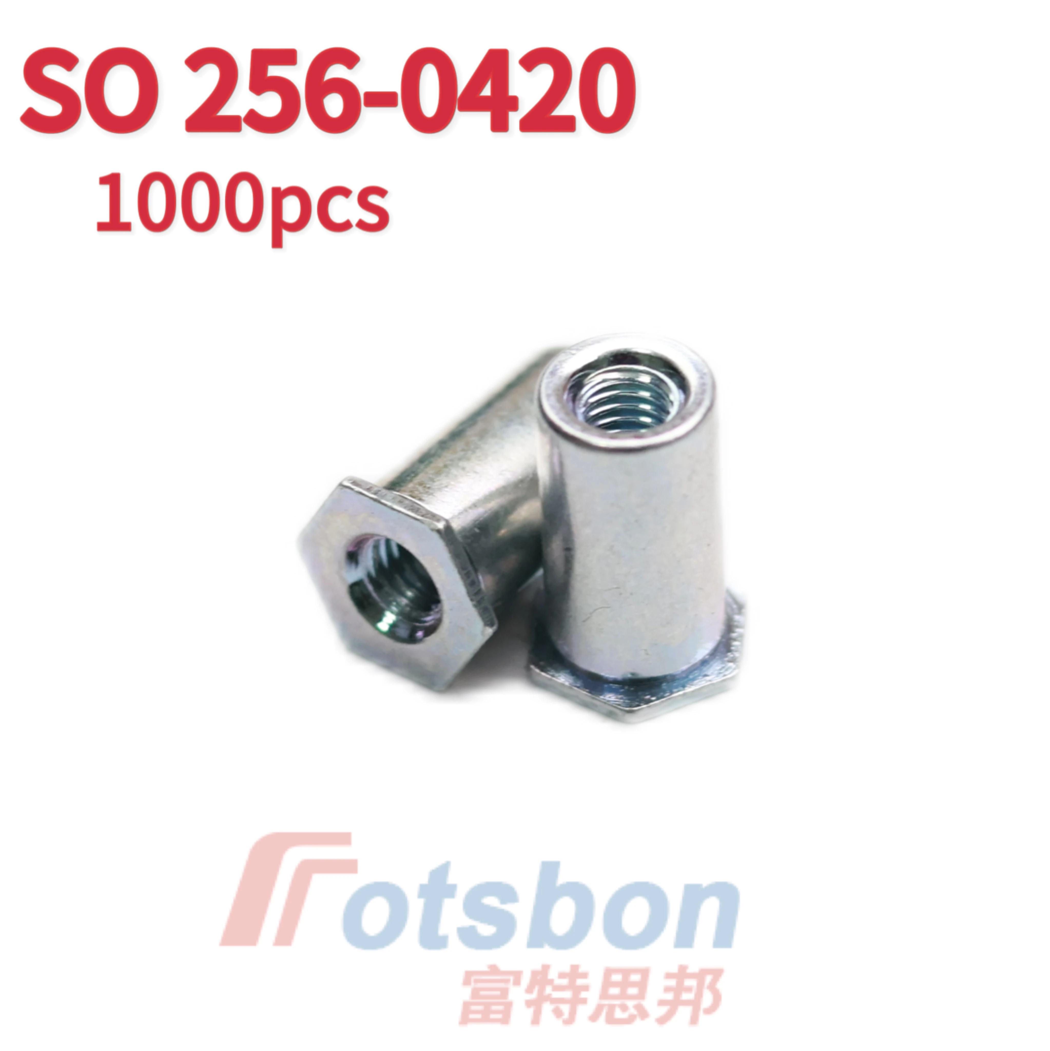 Through-Hole Threaded Standoffs SO-256-4/6/8/10/12/14/16/18/20/22/24/26/28/30/32/34 Carbon Steel Zinc Plated Rivet Nuts