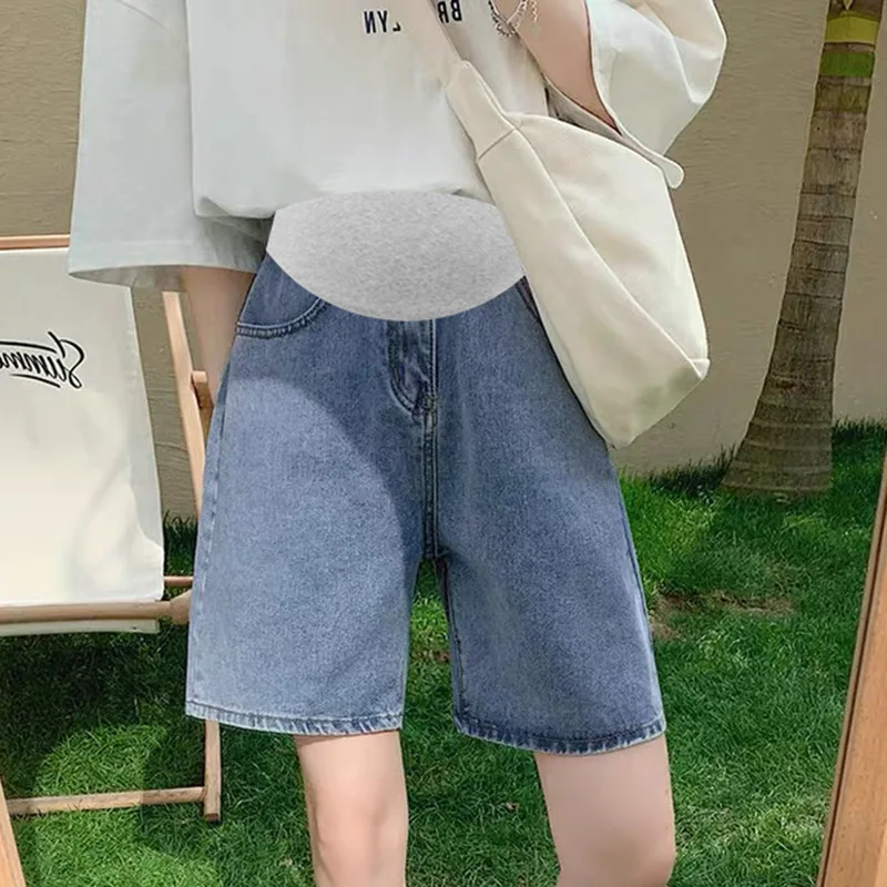 

New Maternity Denim Shorts Pants Jeans Pregnant Short Comfortable Cotton Pregnancy Straight-leg Trousers Summer Multiple Colors