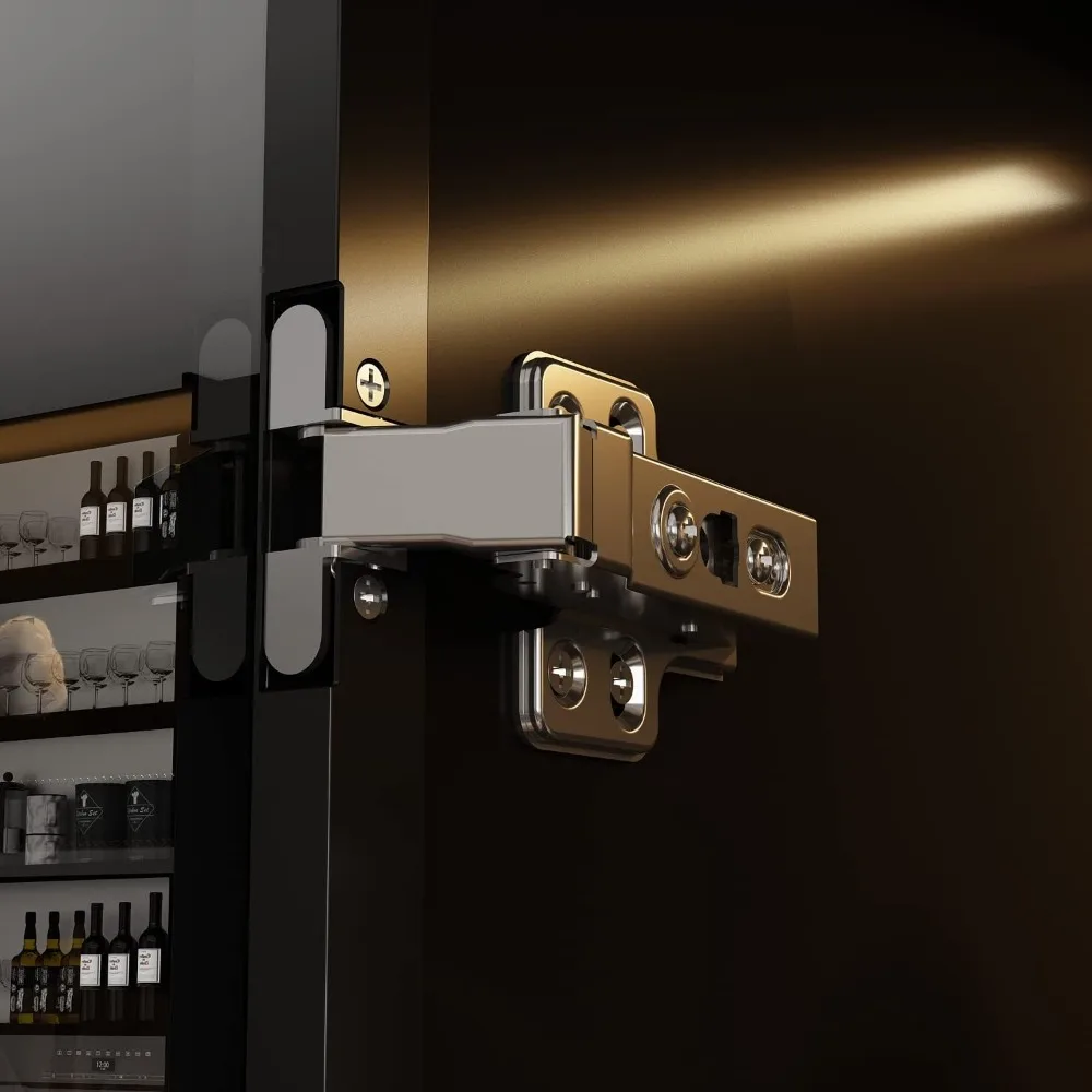 LED-Illuminated 4-Tier Tall Bookcase with Pop-Up Glass Doors, Freestanding Storage Cabinet for Home Display