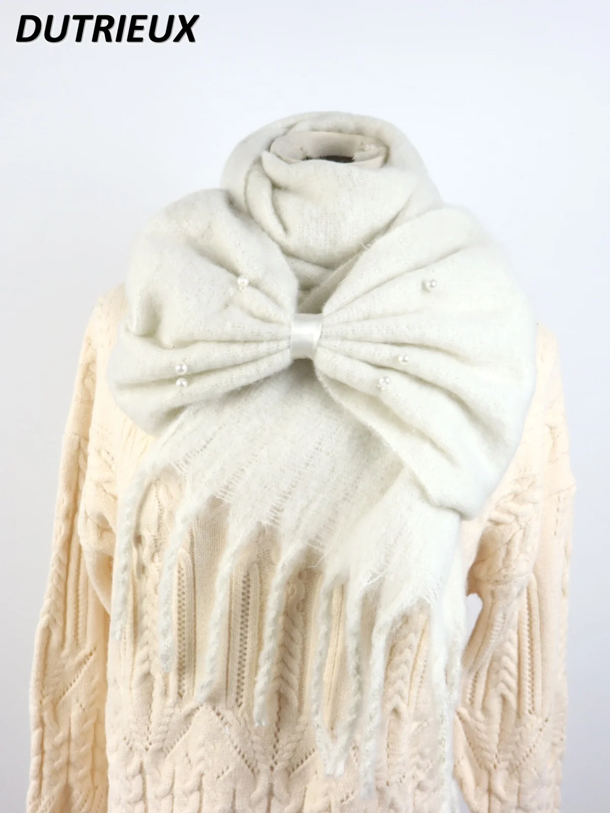 Veelzijdige beige buitensjaal cirkelgaren strikkralen winter warm meisje schattig zoet Japanse stijl sjaal nekaccessoires