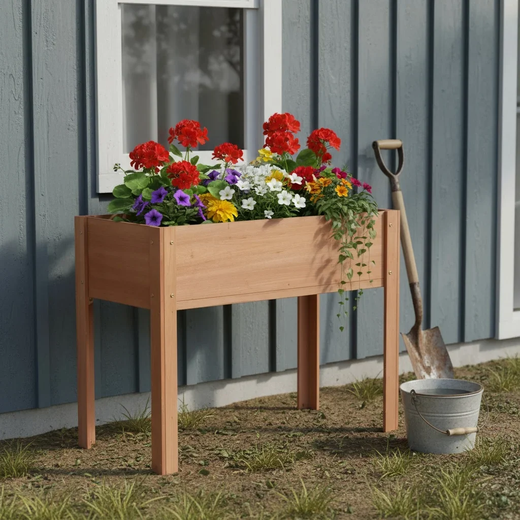 

40x20x31 inch Raised Garden Bed with Legs, Elevated Wooden Planter Box for Outdoor Plants Flowers Fruits Vegetable Herb Growing