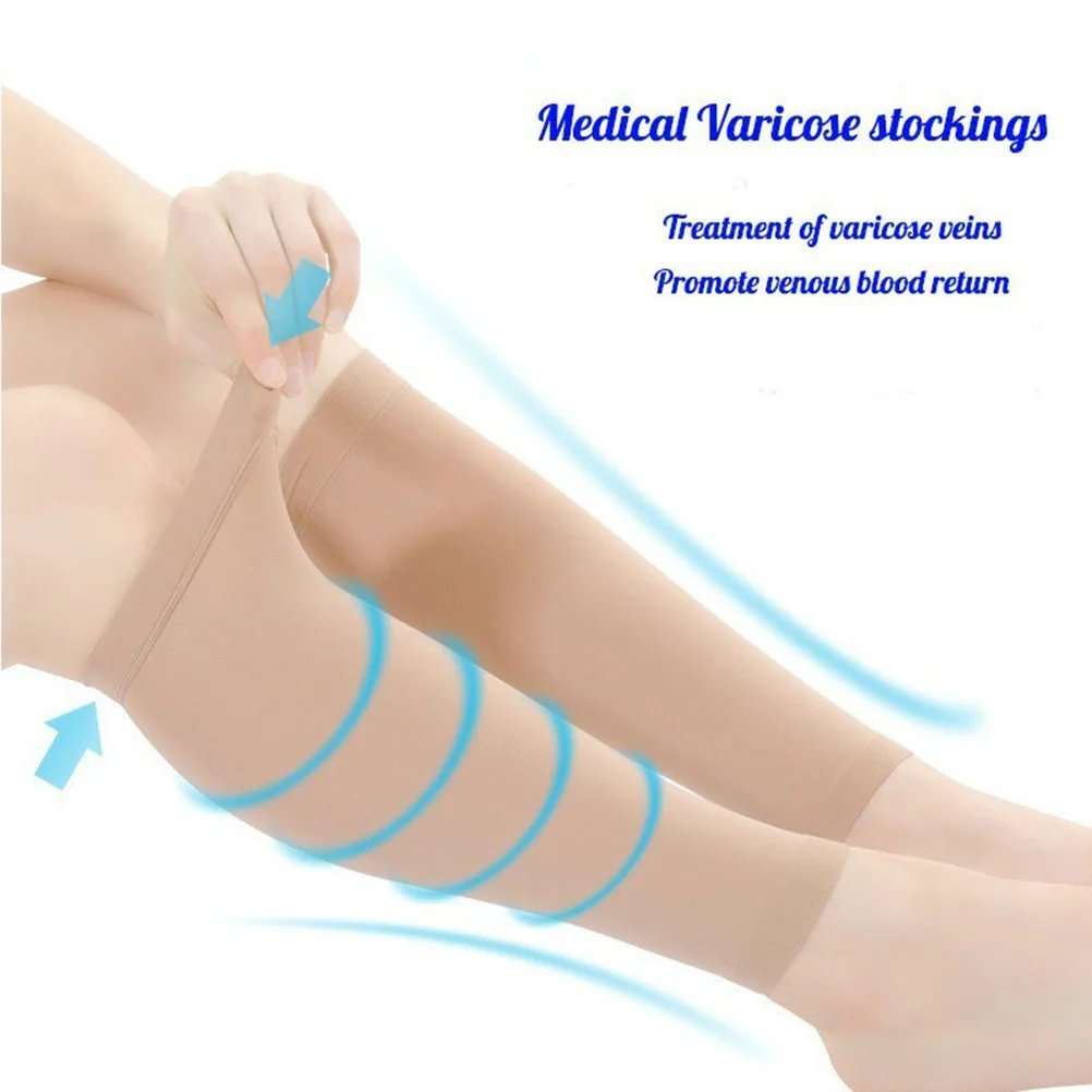 

1 Pair Secondary Pressure Sports Vein Elastic Compression Socks Mid-tube Leg Support Socks (Skin Color, )