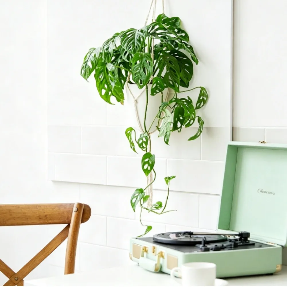 2PCS Macrame Rope Hanger for Flower Pots with Self-Watering and Egg-Shaped Profile for Space-Efficient For Indoor Use