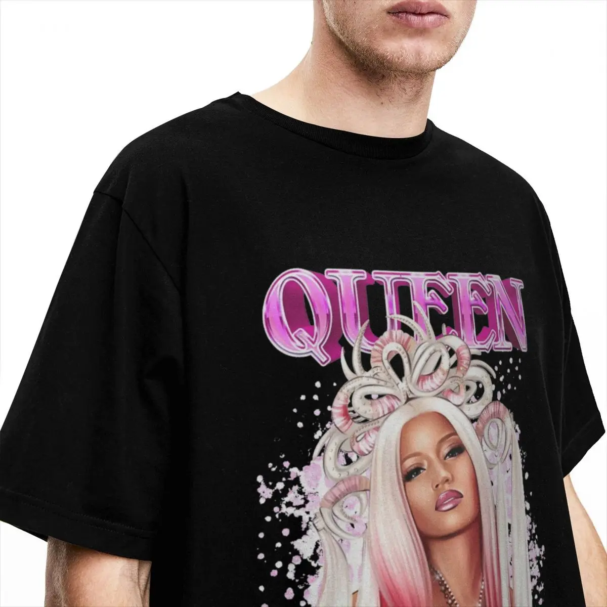 Casual Nicki Minaj Cool Rapper T-Shirt Men Women's Round Collar Pure Cotton Short Sleeve Tees Party Tops