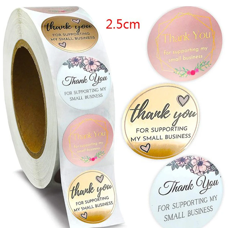 500 Stück/Rolle runde Dankeschön-Siegelaufkleber, selbstklebende Papieretiketten zum Backen, Geschenkverpackungen, Bastelbedarf