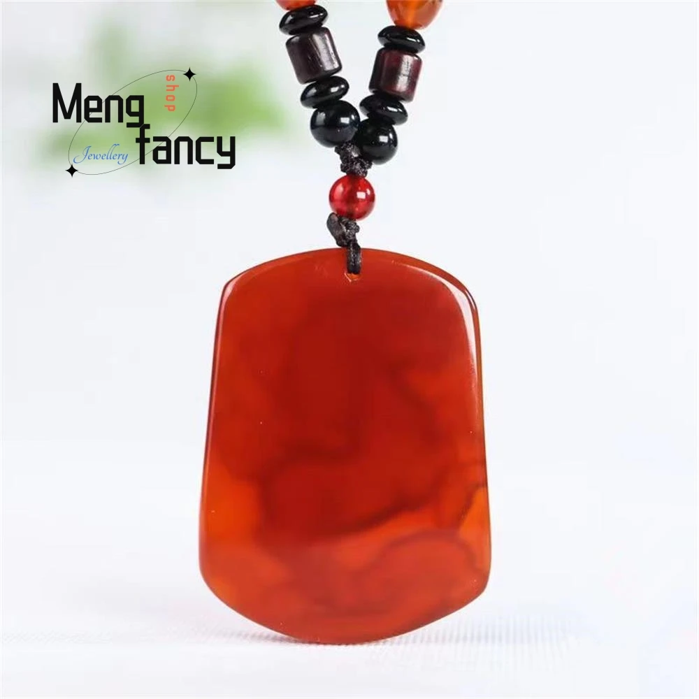 Natürlicher eis roter Achat Chalcedon chinesischer Tierkreis Pferd Jade Anhänger exquisite elegante einfache hochwertige Luxus-Modeschmuck