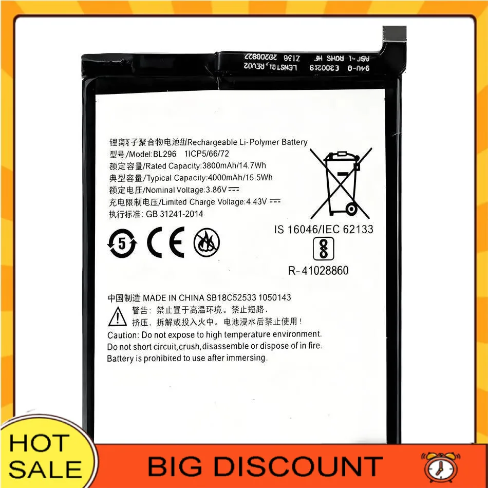 

High-Efficiency 4000Mah For Lenovo Z6 L78121 Pro L78051 Mobile Phone Battery BL296