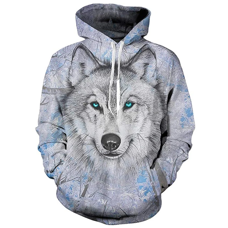 Sudadera con capucha de manga larga para hombre, ropa de calle de moda, sudadera de Hip Hop, chaqueta con estampado de lobo 3d, sudadera de gran