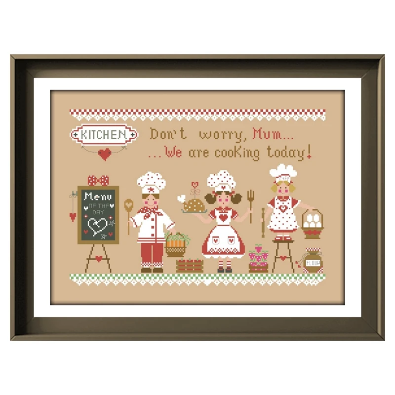 Little chef cross stitch kit cotton thread 18ct 14ct 11ct linen flaxen canvas stitching embroidery DIY