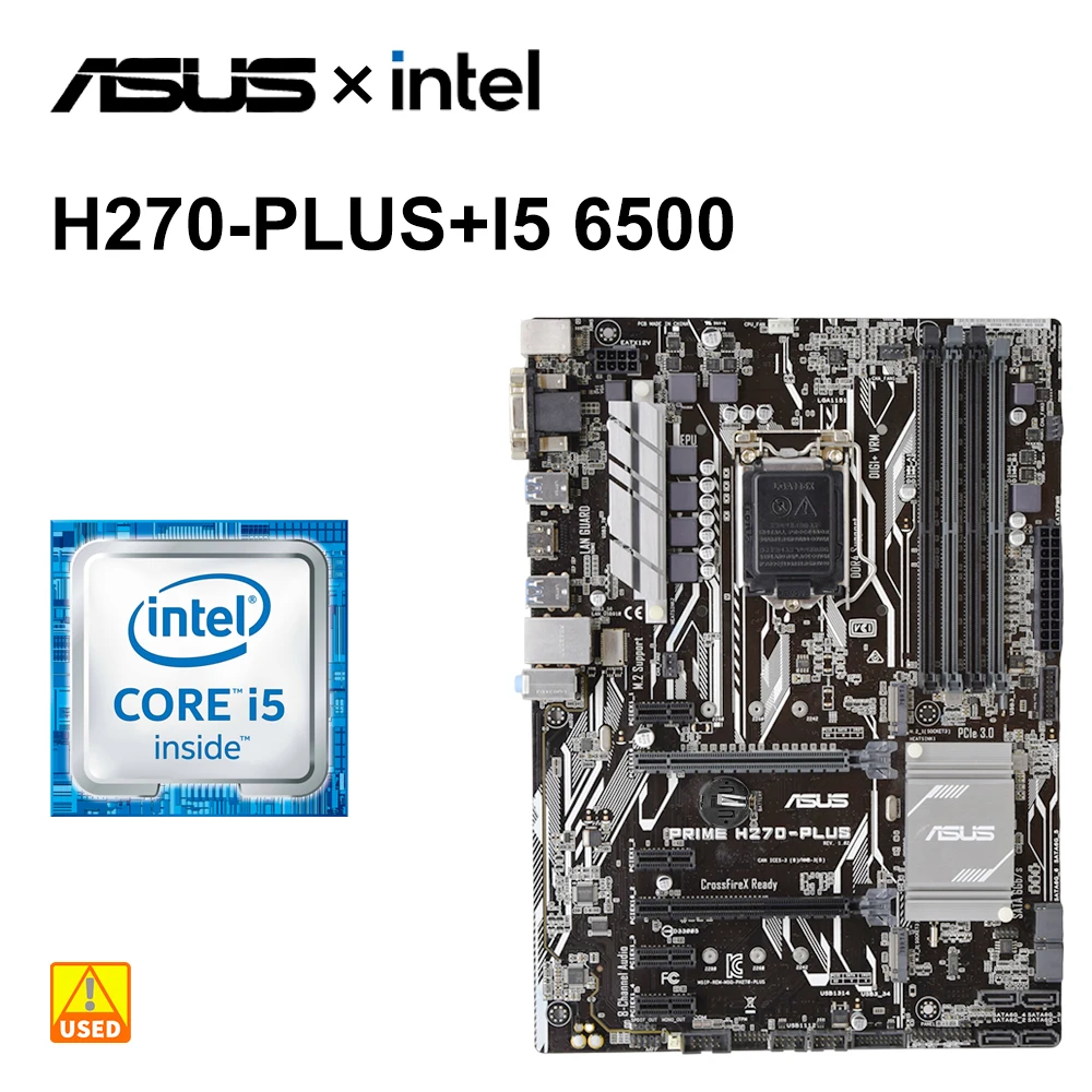 Imagem -04 - Asus-prime H270-plus Kit Placa Mãe Intel Pci-e 3.0 Usb 3.0 Atx Core I56500 Cpu Dr4 gb x 64 gb x M.2 Hdmi Sata Iii Usb 3.0 Atx