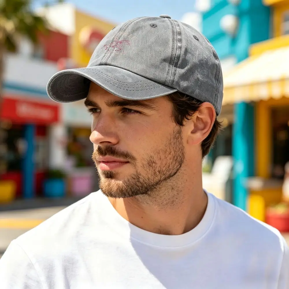 1pc Retro Washed Distressed Baseball Cap Tennessee Horse Rider Print Unisex Outdoor Fun Adventure Style