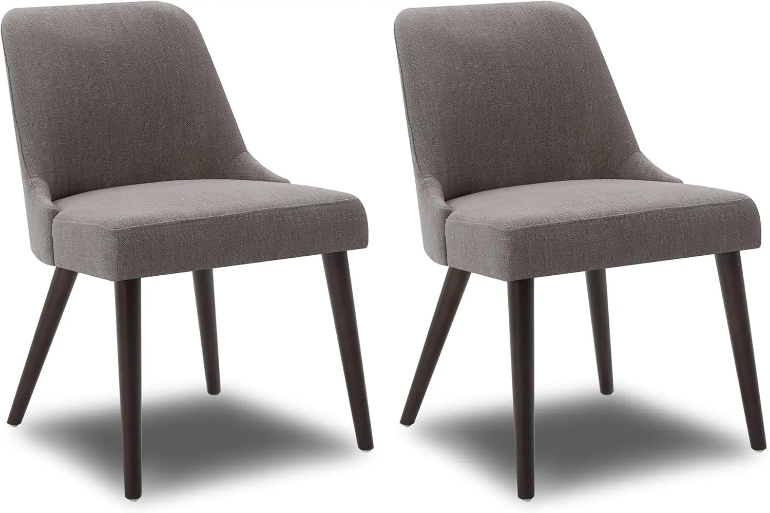 Mid-Century Modern Dining Chair Upholstered Fabric Accent Chair Set of 2 Flint Grey in Fabric superior quality