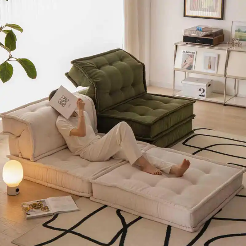

Fabric sofa living room designer tofu cubes cream wind small apartment module lazy mahjong sofa straight row simple