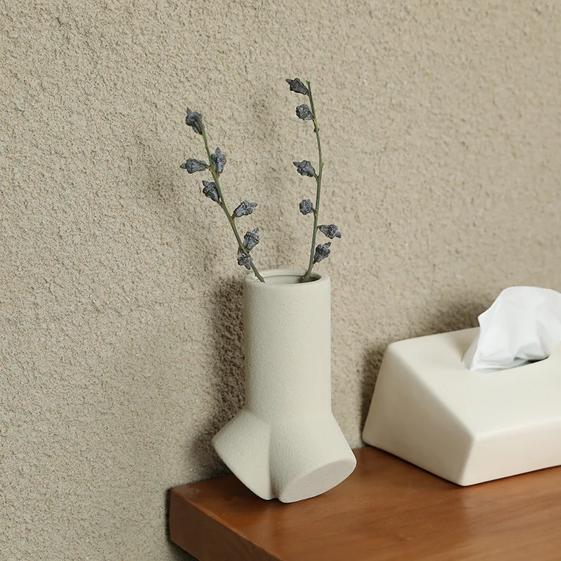 Simple Modern Frosted Ceramic Vase Ornament, Living Room Desktop Entrance Wine Cabinet Abstract Art Creative Decoration