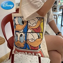 MINISO Disney Character Tote Bag Durable Canvas Mickey Friends Print Large Ideal for Shopping Books Large Capacity Shopping Bag