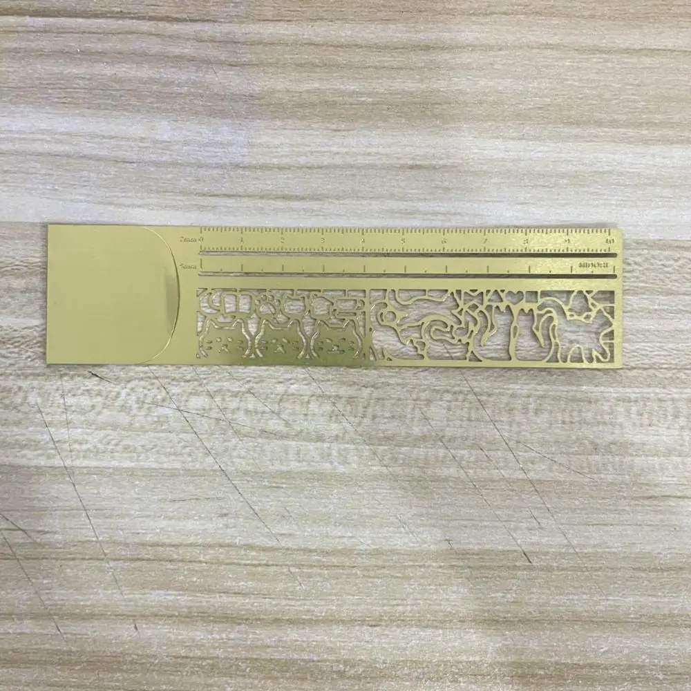 

Double-Sided Cat Pattern Ruler Precision Educational Cat Template Ruler Stationery Tool Kawaii Metal Bookmark Painting Drawing