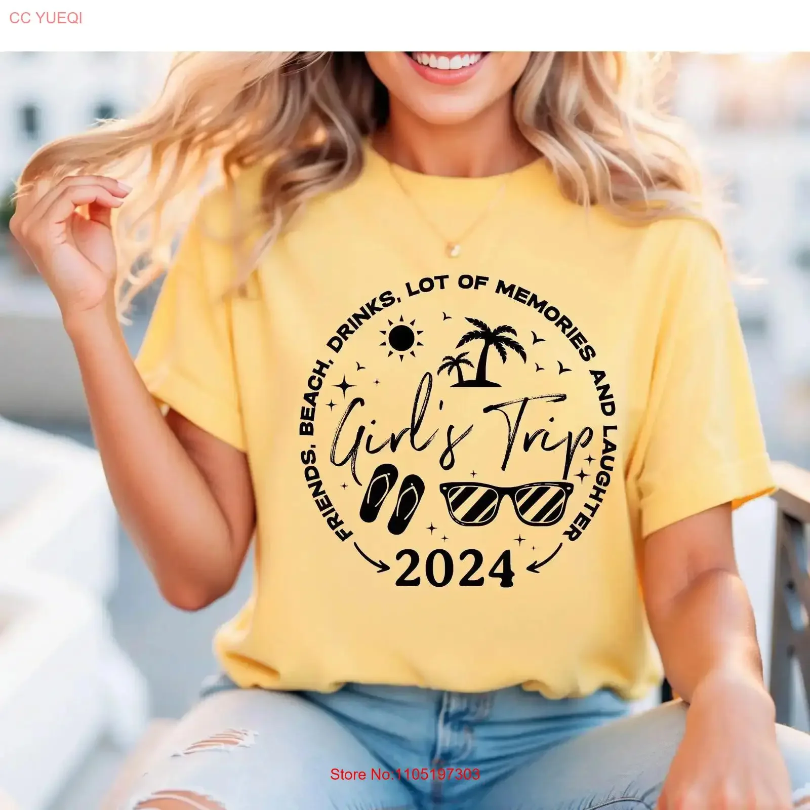 رحلة الفتيات 2024 تي شيرت عطلة الصيف خمر غسلها موضة قليلا تنفس لارتداء اليومي امتدت عادية
