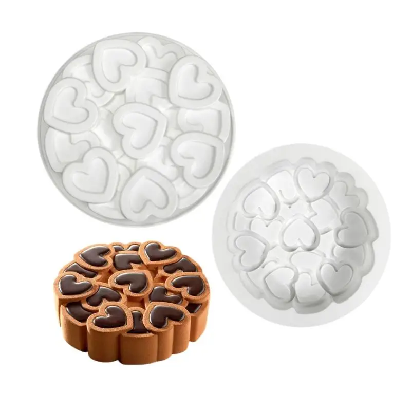 Splicing Heart-Shaped Design Silicone Cake Mold Rose Chocolate Mold Valentine's Day Mousse Cake Mold Dessert Baking Tools