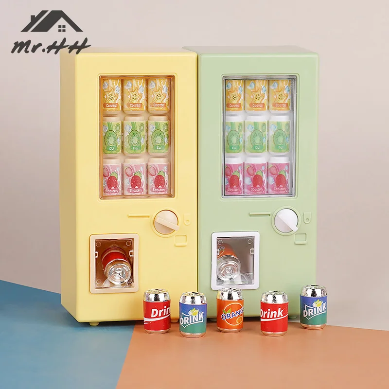 1Set 1:12 Doll House Mini Drinking Machine Decoration Drinking Can Model Supermarket Decorative Toys Dollhouse Accessories