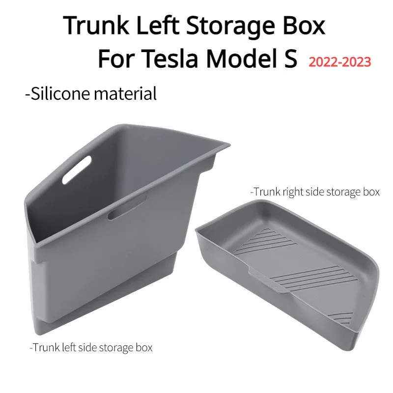 Trunk Left Storage Box for Tesla Model S Silicone Waterproof Tissue Box Storage Organize Car Accessories for ModelS 2022-2023