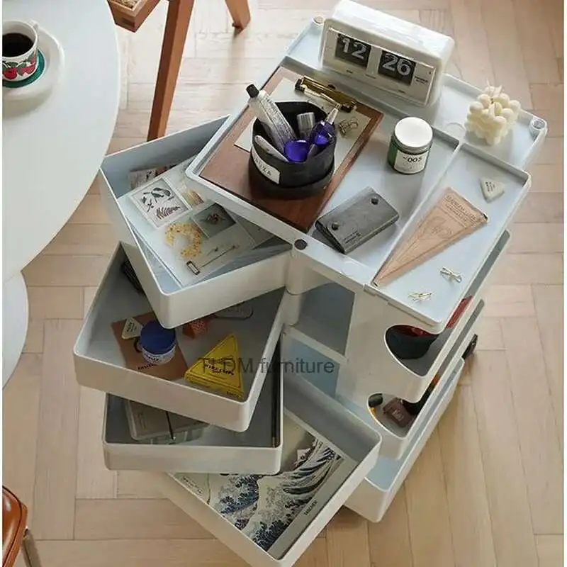 Three story bedside table Nordic creative furniture internet celebrity Ins style activity storage cabinet rotating storage