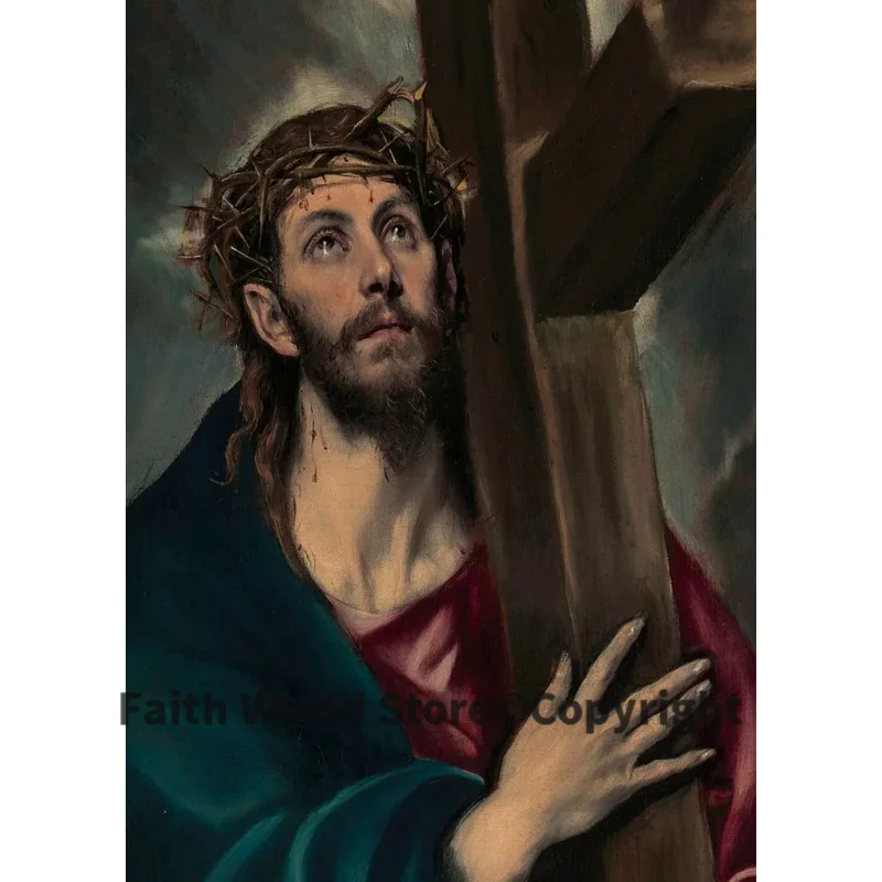 

Christian Jesus Christ decor art - Faithful print art painting Christ's suffering Christ Carrying the Cross El Greco on canvas