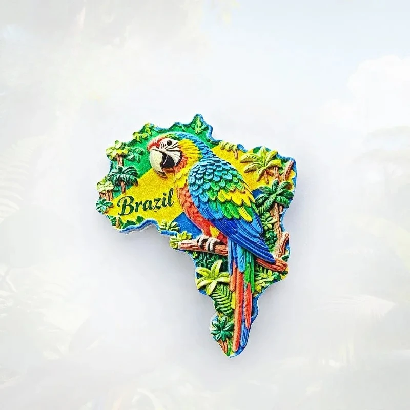 Brazil Macaw Fridge Magnet - Vibrant 3D Amazon Souvenir Unique South American Gift for Travel & Nature Lovers Decor