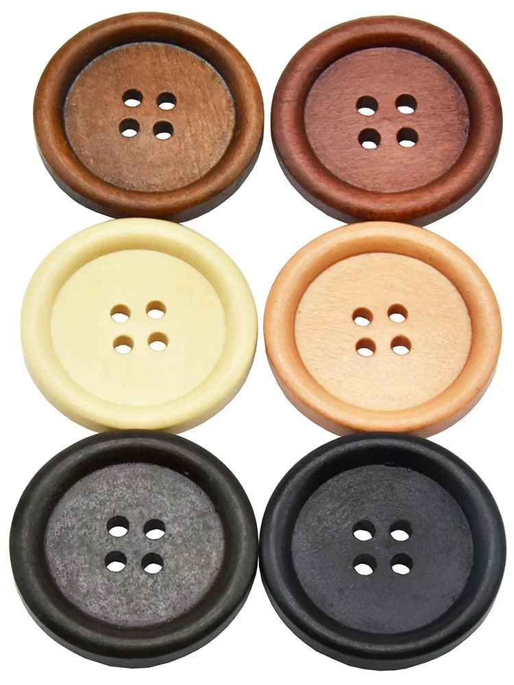 10PCs 30PCs Natural Wood Round Piping Wooden Button 10-30mm Sewing Accessories Clothes Diy Decorative Buttons Coffee 4 Holes