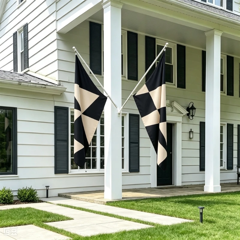 Metal Flagpole Set for Porch and Garden Two-Position Displays J0MC