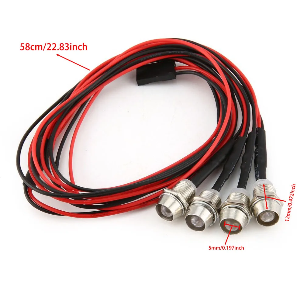 NEEBRC 5mm 4LED Scheinwerfer Scheinwerfer Licht Lampe für RC Drift Auto Modell Lkw Crawler Traxxas Tamiya MN Axial scx10 D90 Spielzeug Teil