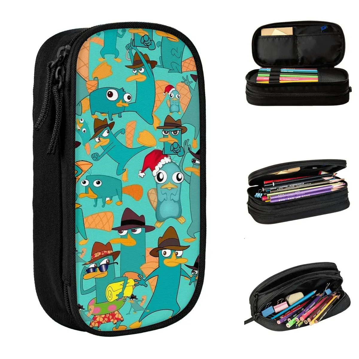 Perry The Platypus Pattern Pencil Cases Lovely Pen Bags Kids Big Capacity School Supplies Gift Pencilcases