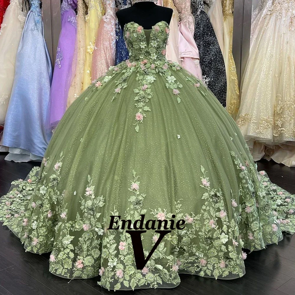 Vendanie خمر فستاين سهرة/فساتين الحفلات فساتين Quinceanera الحبيب 3-D الأزهار جلد يصل حمالة ذيل شابيل Vestidos De Quinceañera