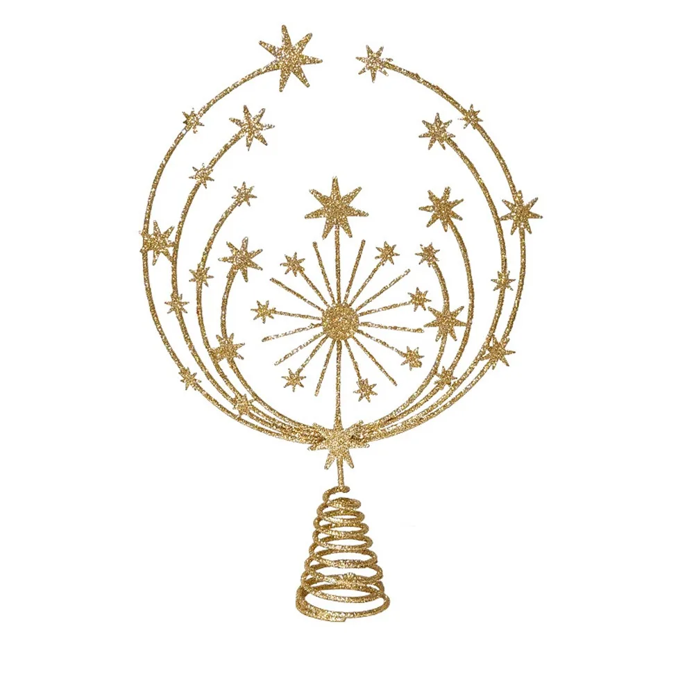 

Gold Glitter Christmas Tree Topper Star Iron Reusable Christmas Topper Decor Sparkling Xmas Tree Ornament Home Decoration