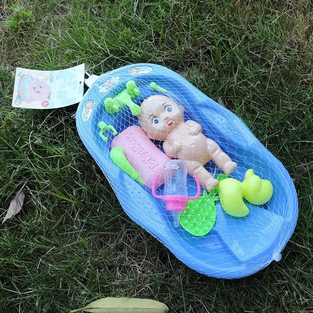 Bad Puppe Kleine Gelbe Ente Set Badewanne Spielzeug Kinder Bad Strand Schwimmen Wasser Spritzen Realistische Kombination Bade Spielzeug