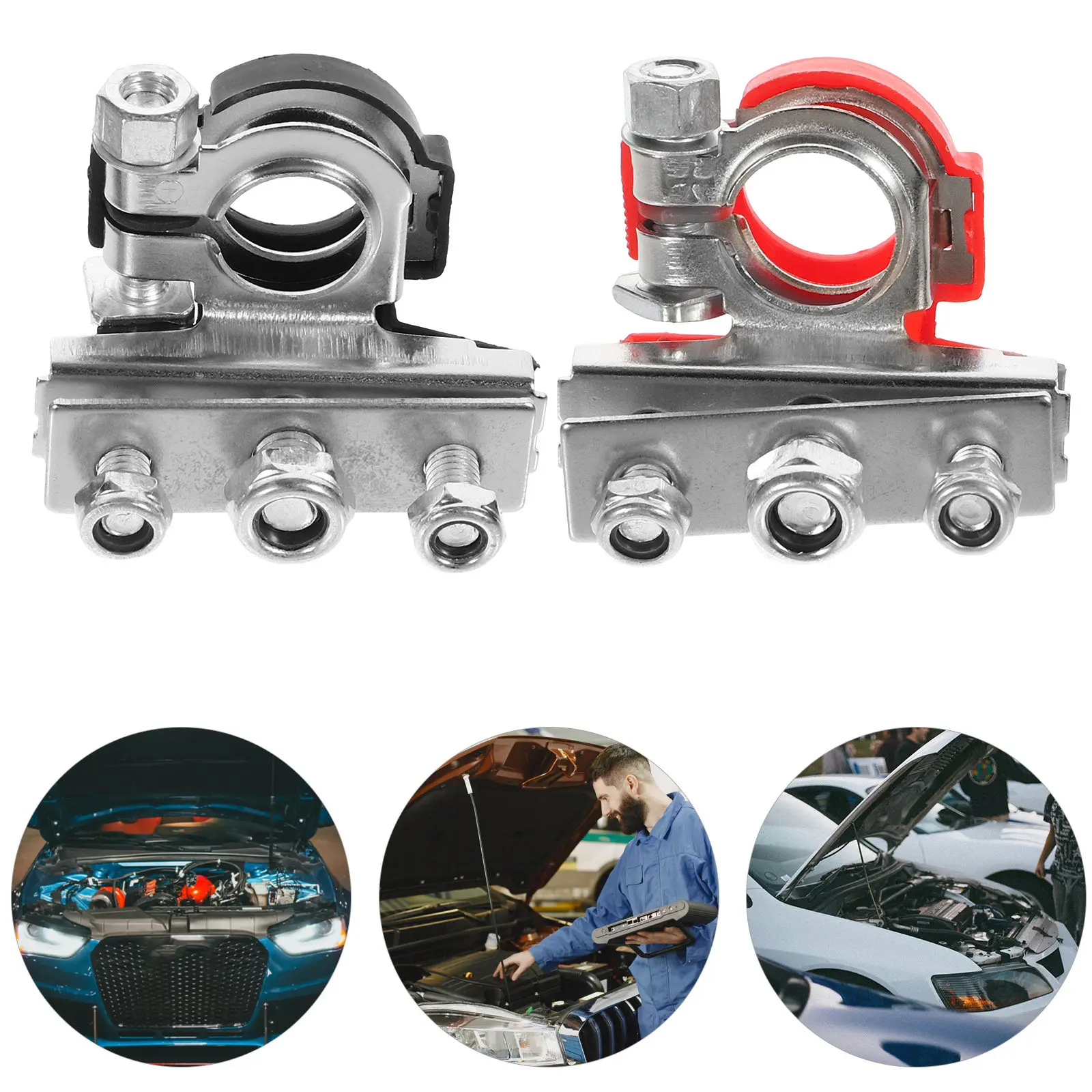 

Battery Terminal Connector Quick Easy Install Multi-Functional 3-Way Vehicle Battery Cable Clamp Car Terminal Clamps