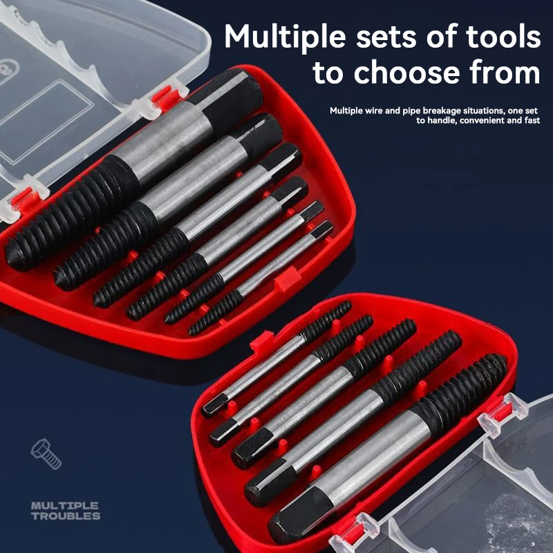 5PCS/6PCS Broken Damaged Screwdriver Extractor Drill Bit Set Carbon Steel Double Side Screw Pull Center Drill Bits Tool Set