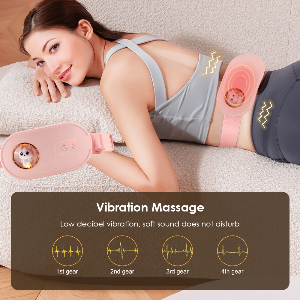 4 Modes Menstrual Heating Self Massage Heat Period Pain Relief Portable Heating Pad Warming Stomach Heat Belt Thermal Massager