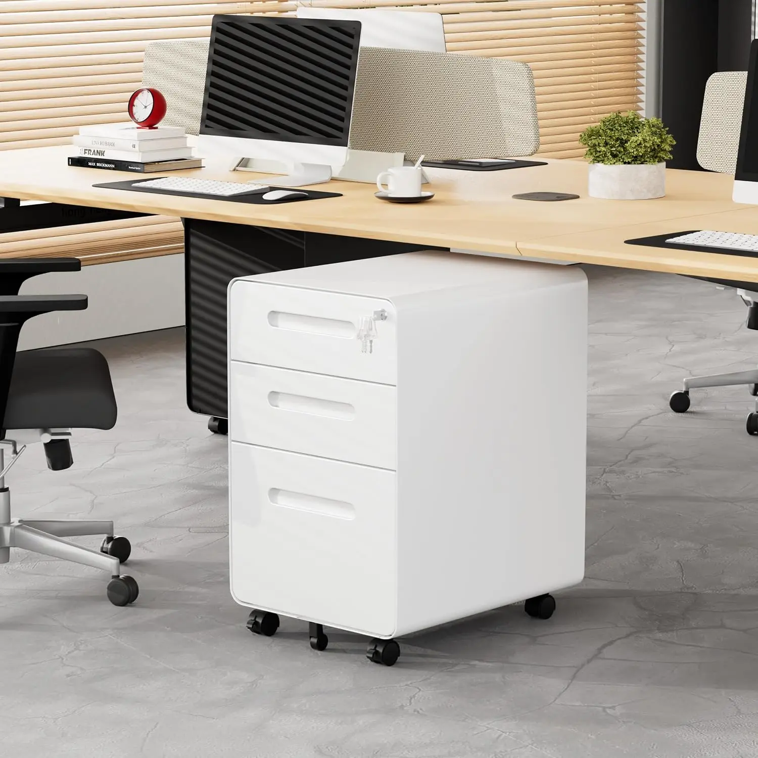 3 Drawer Metal File Cabinet with Lock & Keys, Under Desk Rolling Storage for Office, Letters/Legal/A4 Folders, Customized