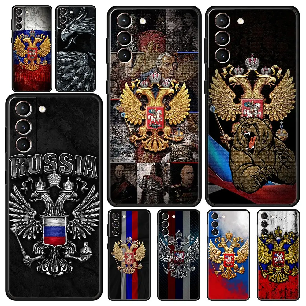 Russia Russian Flags Emblem Phone Case For Samsung Galaxy S24 S23 S22 5G S20 Ultra S21 FE S10 S9 Plus S10E S8 Lite 20 Soft Cover