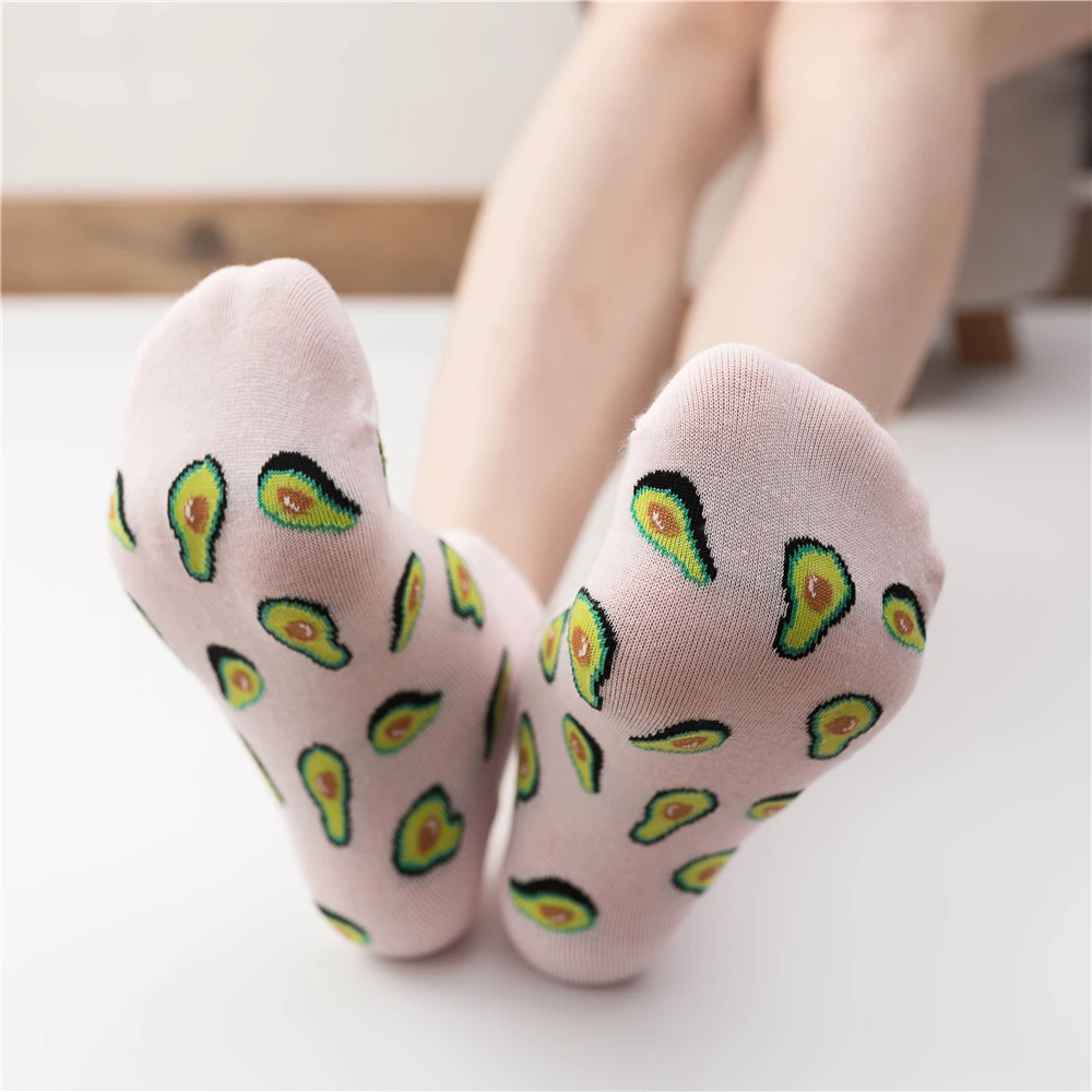 Calcetines de algodón con diseño de fruta fresca, medias cómodas de arte bonito para fiesta, fresa, cereza, aguacate, piña, sandía, envío directo,